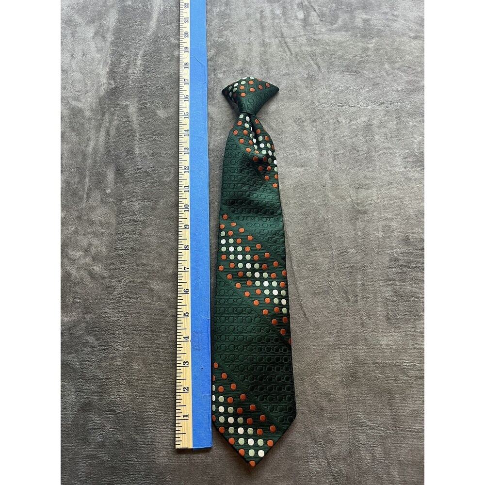 VTG 1970's Clip On Tie Textured Medallion Green Gold Used Car Salesman Disco